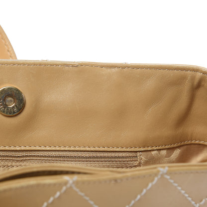 Chanel Calfskin Contrast Stitch Surpique Tote Beige 19 of 22