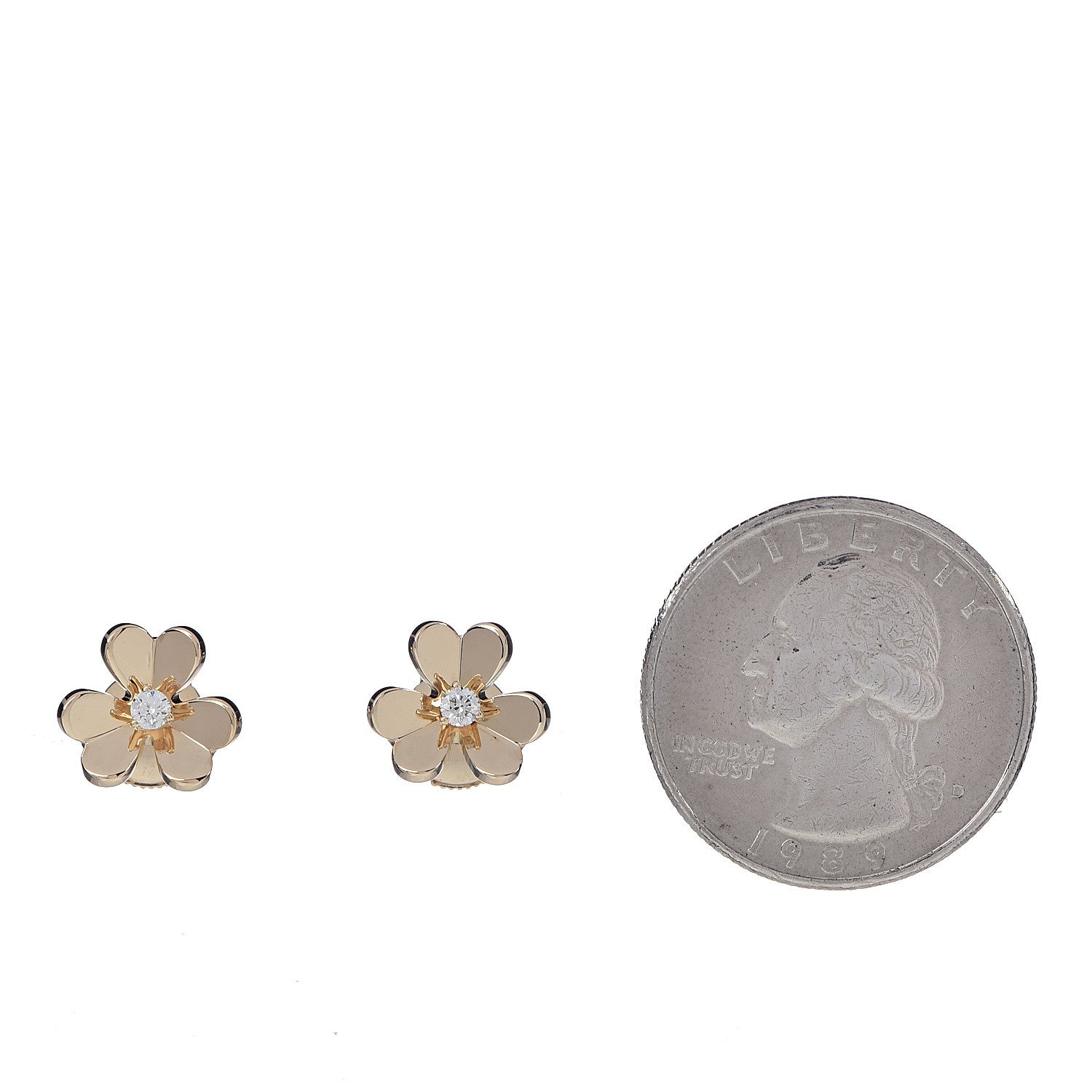 Van Cleef & Arpels 18K Yellow Gold Diamond Mini Frivole Earrings 2 of 4