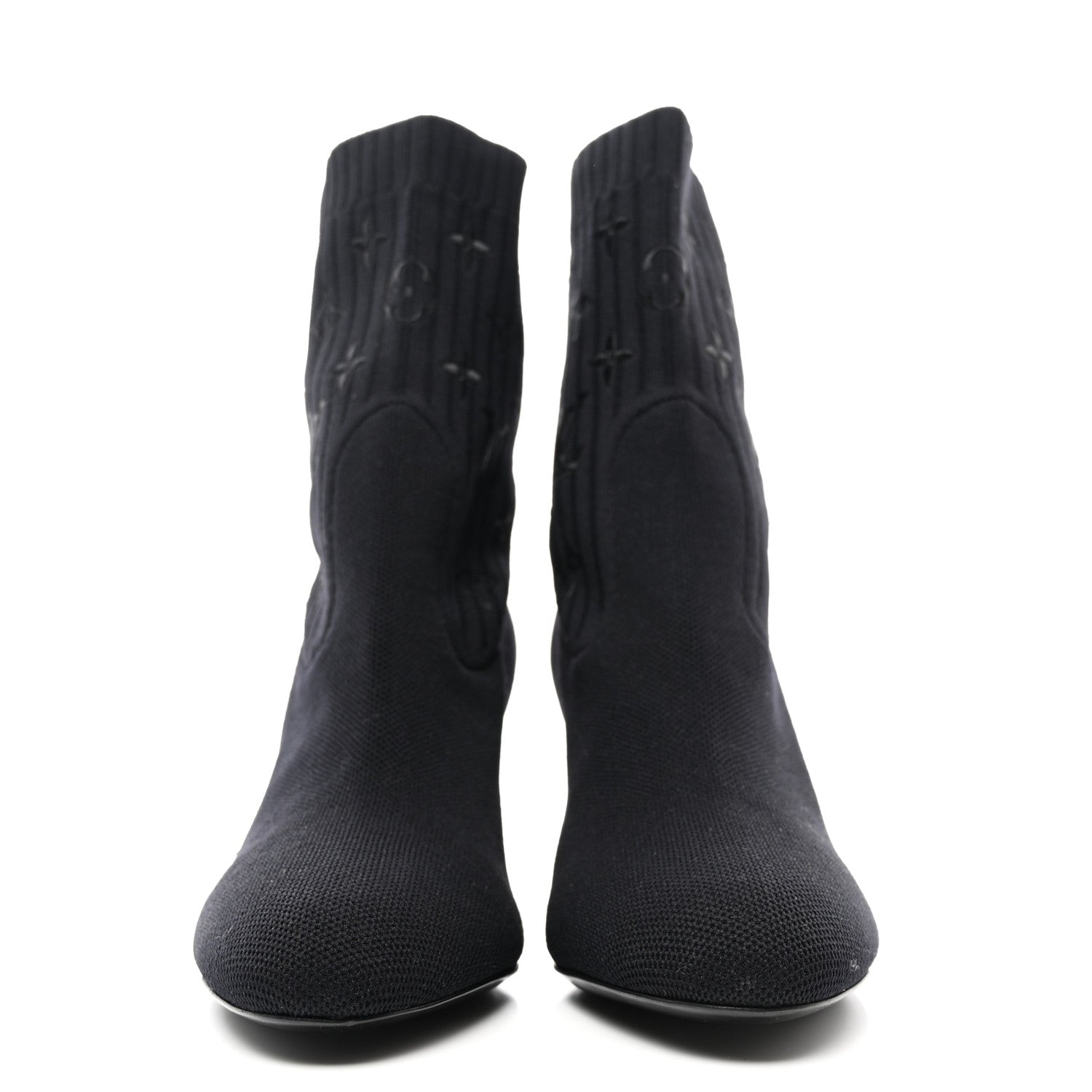 Louis Vuitton Monogram Stretch Fabric Silhouette Ankle Boots 38 Black 2 of 7