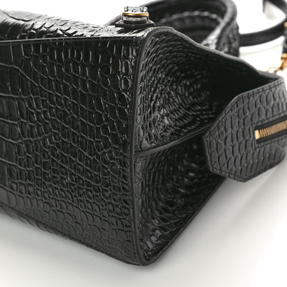Balenciaga Shiny Supple Calfskin Crocodile Embossed Brass Hardware Neo Classic City Black 10 of 13
