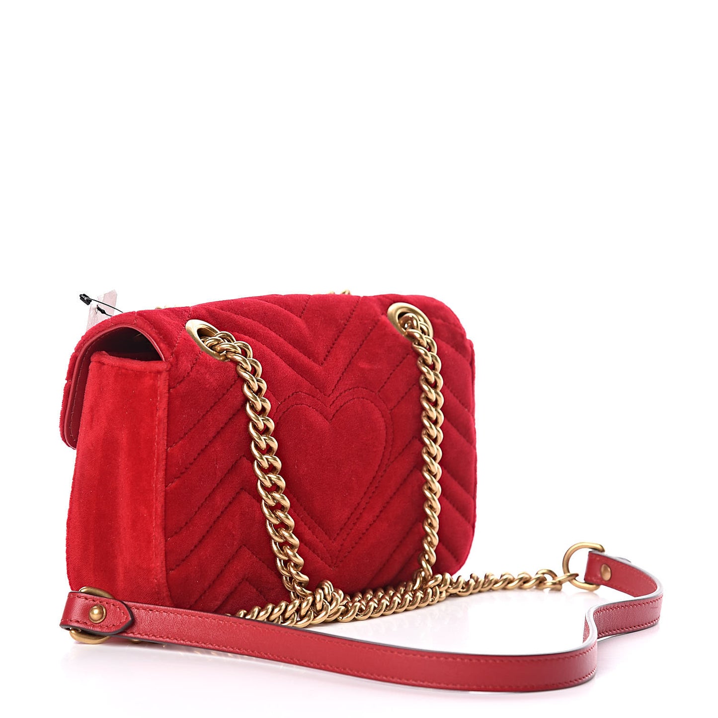 Velvet Matelasse Mini GG Marmont Shoulder Bag Hibiscus Red
