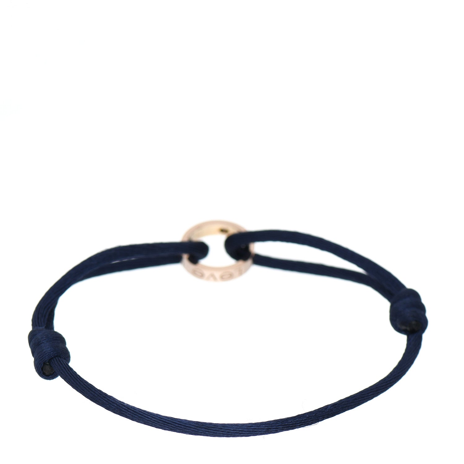 Cartier 18K Pink Gold Diamond Charity LOVE Adjustable Cord Bracelet Navy 2 of 3