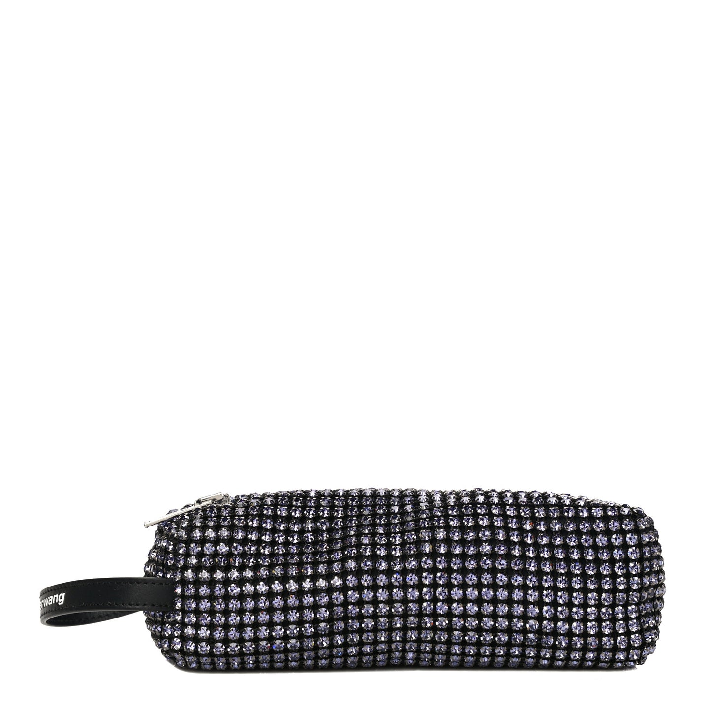 Mesh Crystal Rhinestone Pencil Pochette Black Purple
