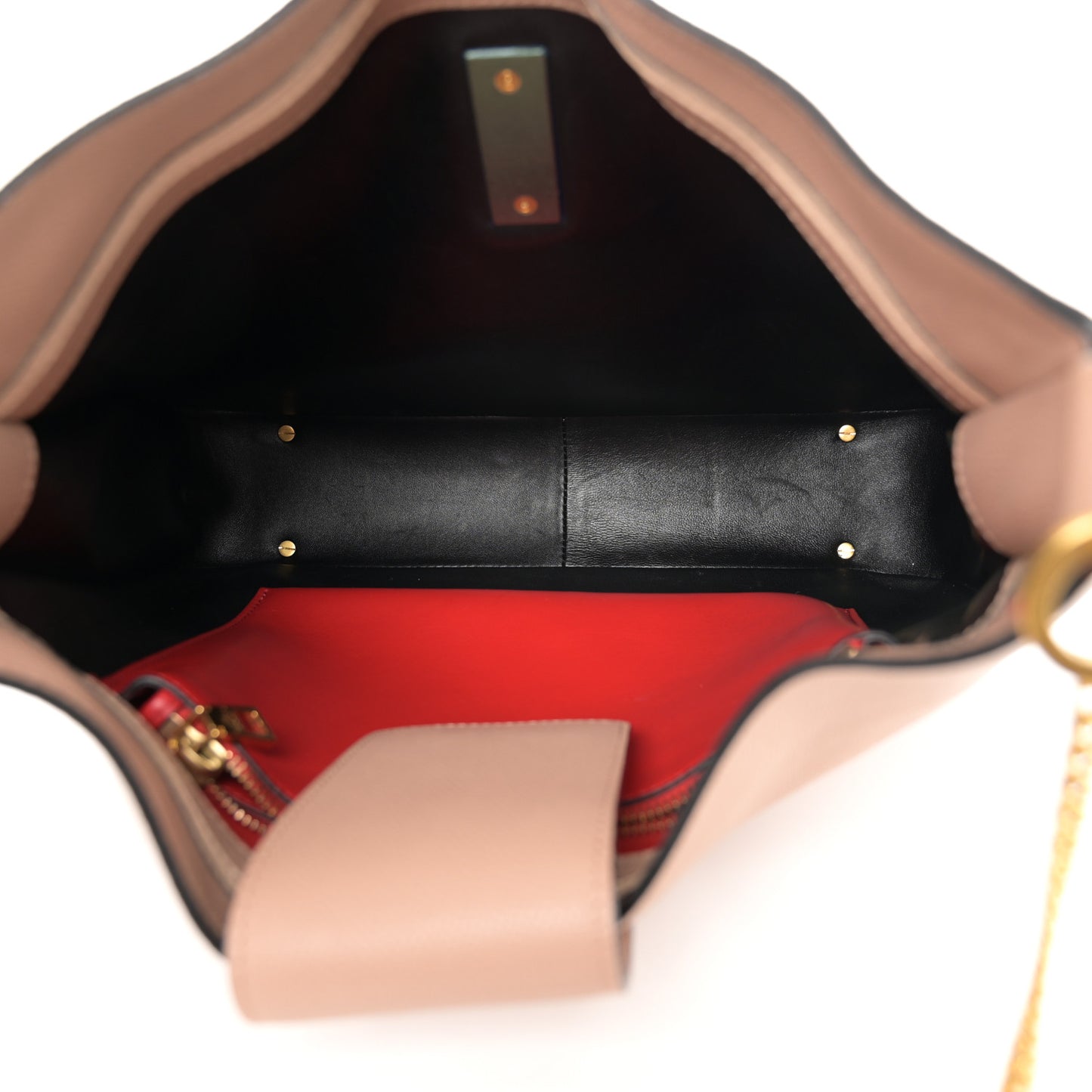 Grainy Calfskin Vsling Hobo Bag Orange Red