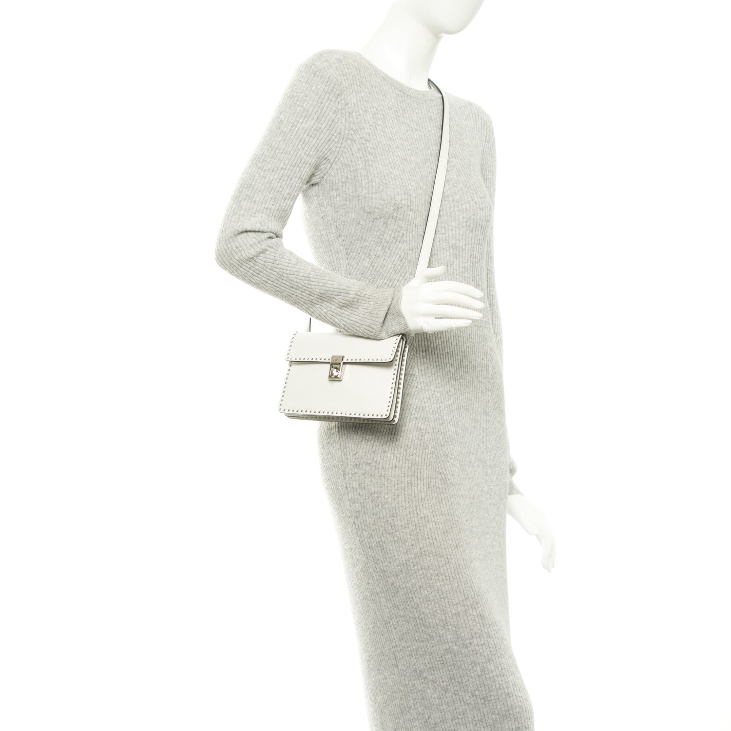 Valentino Garavani Calfskin Small Rockstud Cabana Crossbody Bag Bianco 2 of 6