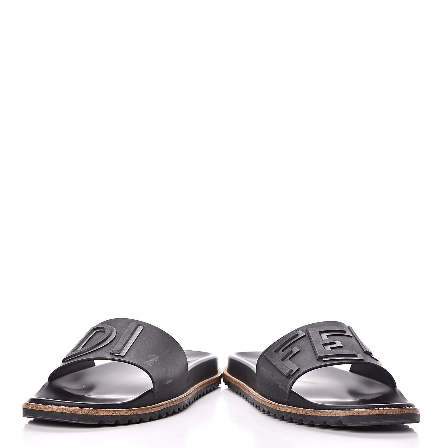 Rubber Raised Logo Slide Sandals 10 Black