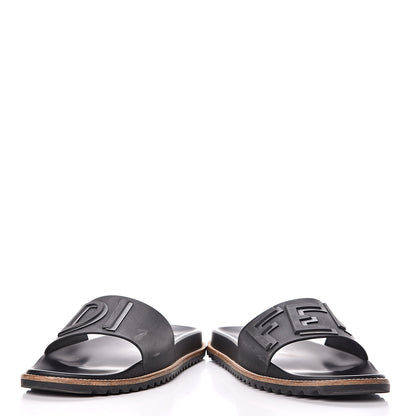 Fendi Rubber Raised Logo Slide Sandals 10 Black 6 of 12