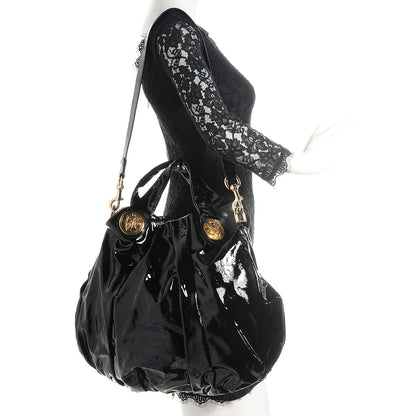 Gucci Patent Large Hysteria Top Handle Bag Black 2 of 8
