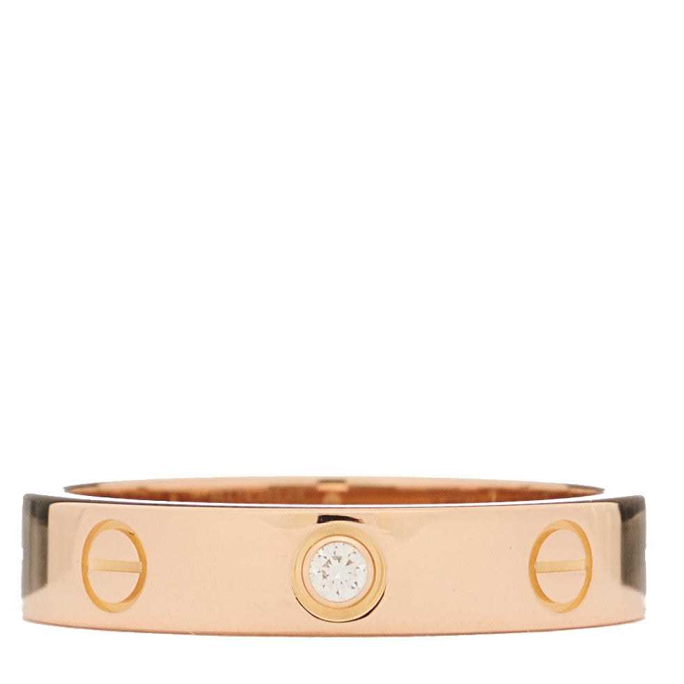 18K Pink Gold Diamond 4mm LOVE Wedding Band Ring 53 6.5