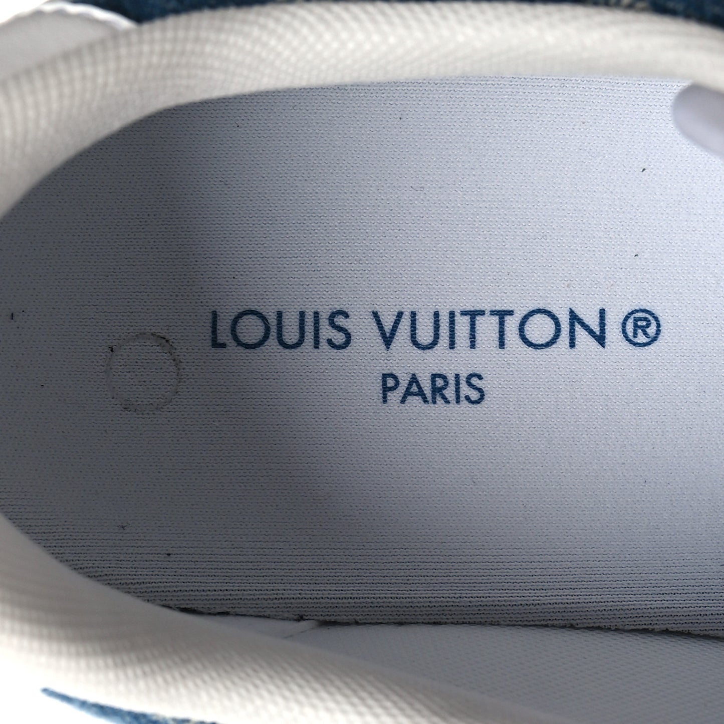 Calfskin Monogram Denim Womens Charlie Sneakers 38 White Blue