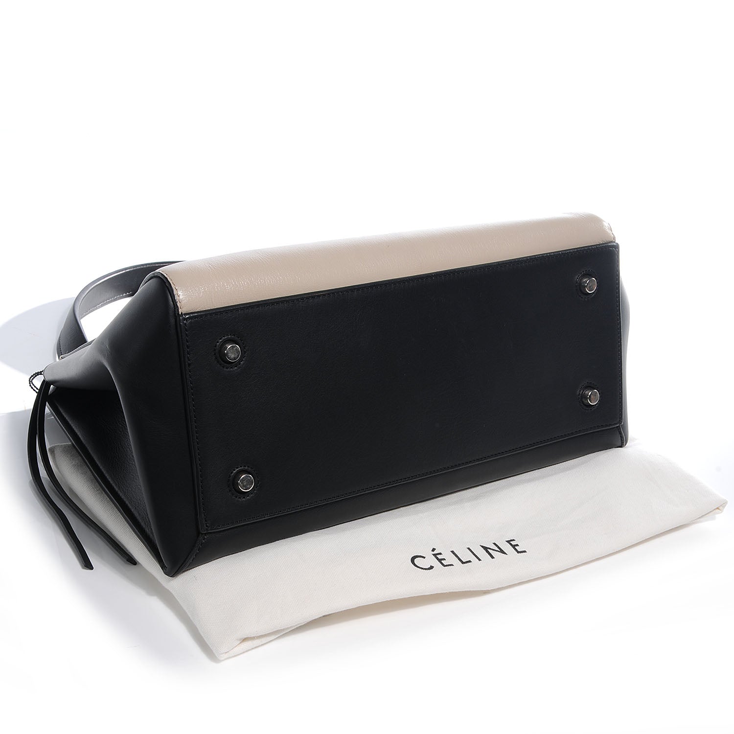 Celine Leather Medium Bi-Color Edge Shoulder Bag Black White 4 of 8