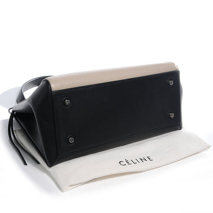 Celine Leather Medium Bi-Color Edge Shoulder Bag Black White 4 of 8