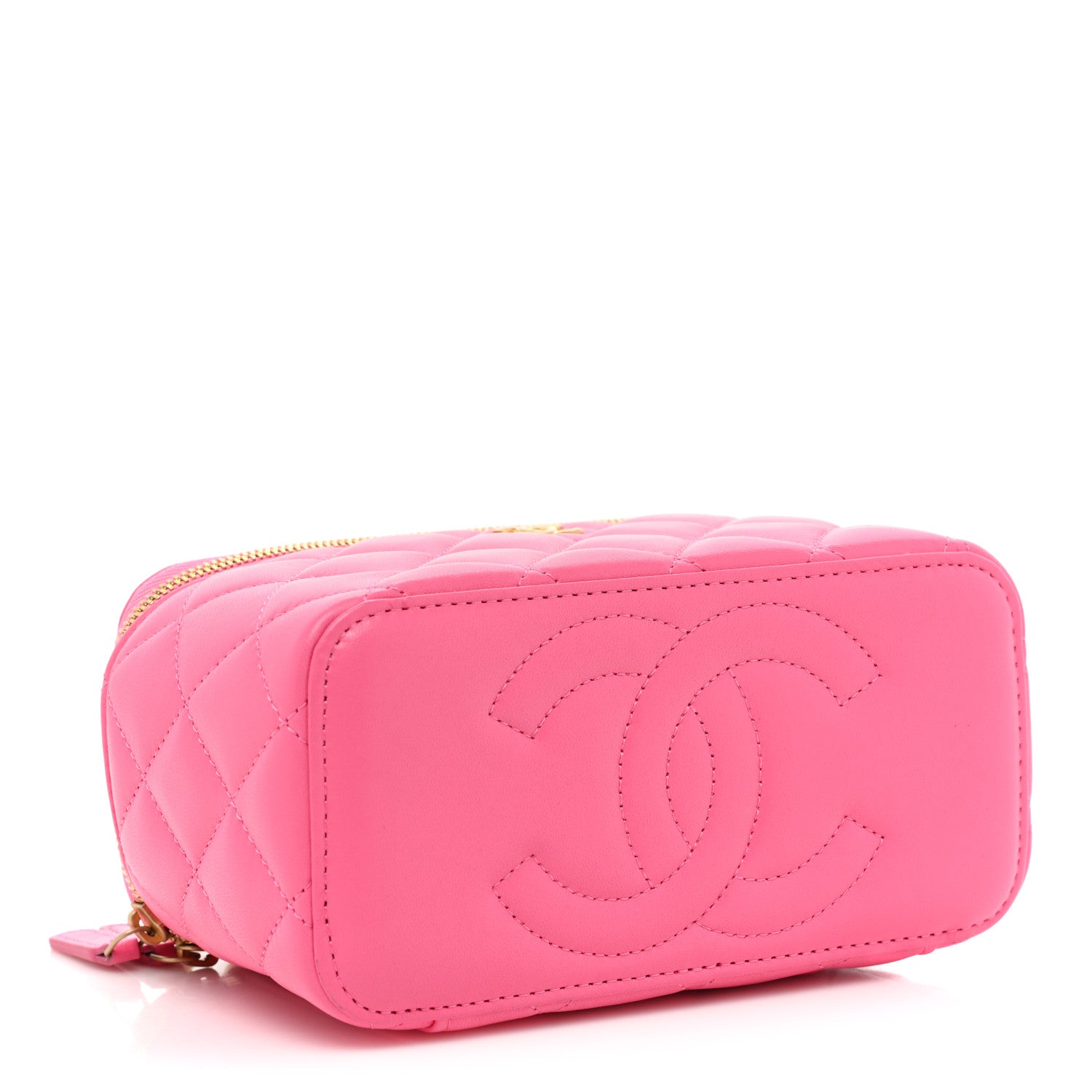 Chanel Lambskin Enamel Quilted Small Coco Hearts Vanity Case With Chain Pink 4 of 10
