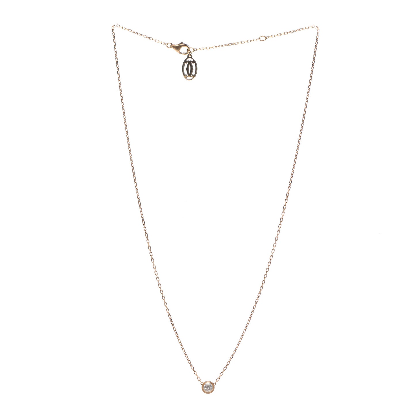 18K Pink Gold Diamond LM D'Amour Pendant Necklace
