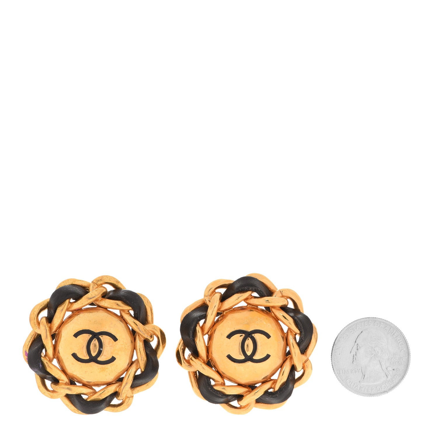 Chanel Lambskin Chain CC Clip On Earrings Gold 2 of 5