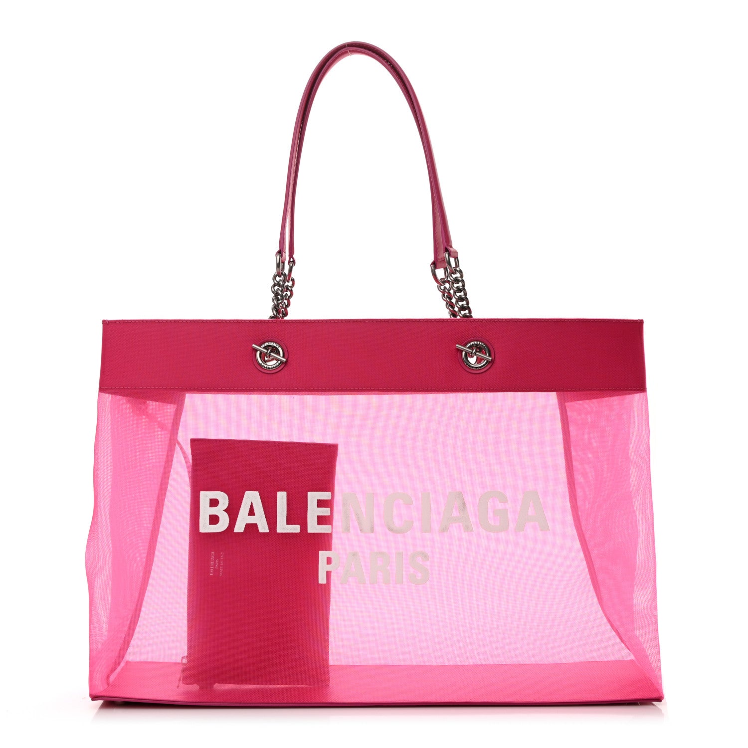 Balenciaga Mesh Large Duty Free Tote Fuchsia White 3 of 15
