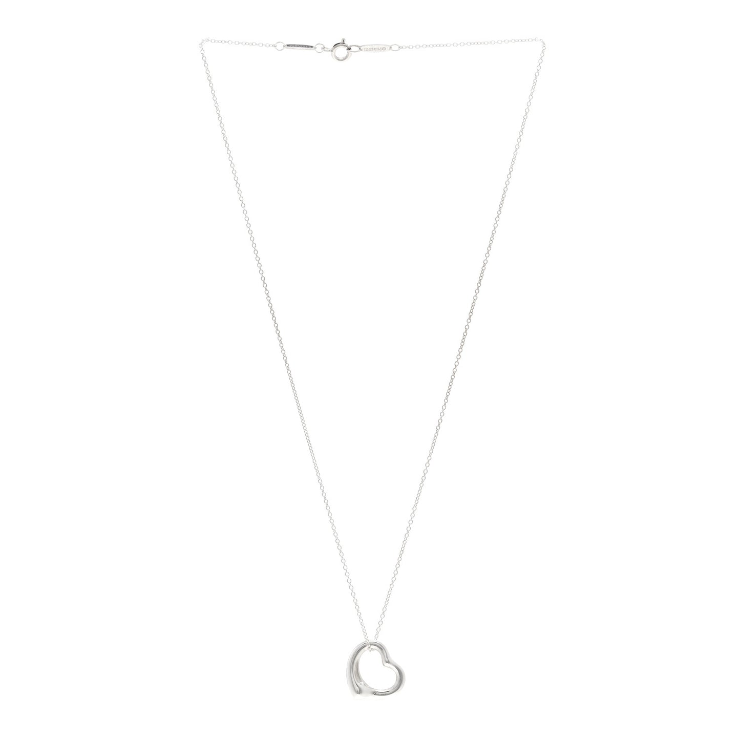 Sterling Silver 16mm Elsa Peretti Open Heart Pendant Necklace
