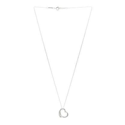 Tiffany Sterling Silver 16mm Elsa Peretti Open Heart Pendant Necklace 3 of 4