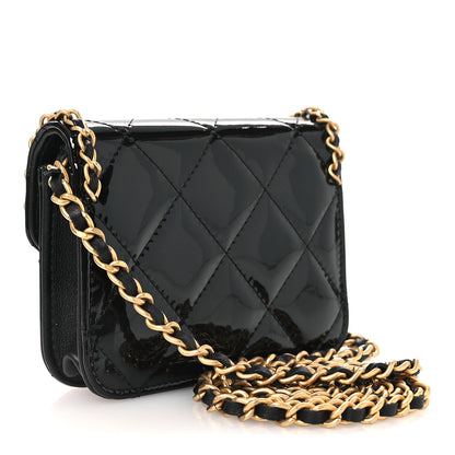 Chanel Patent Quilted Chain Around Heart Mini Chain Flap Black 3 of 12
