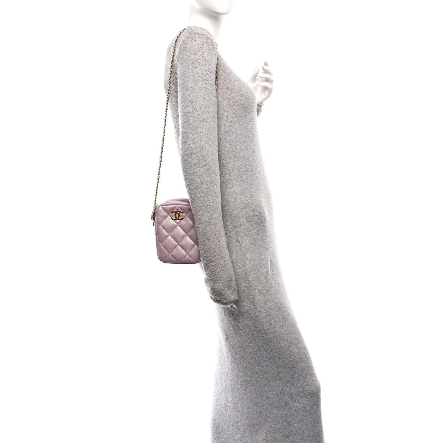 Chanel Iridescent Caviar Quilted Vertical My Perfect Camera Case Pink 2 of 10