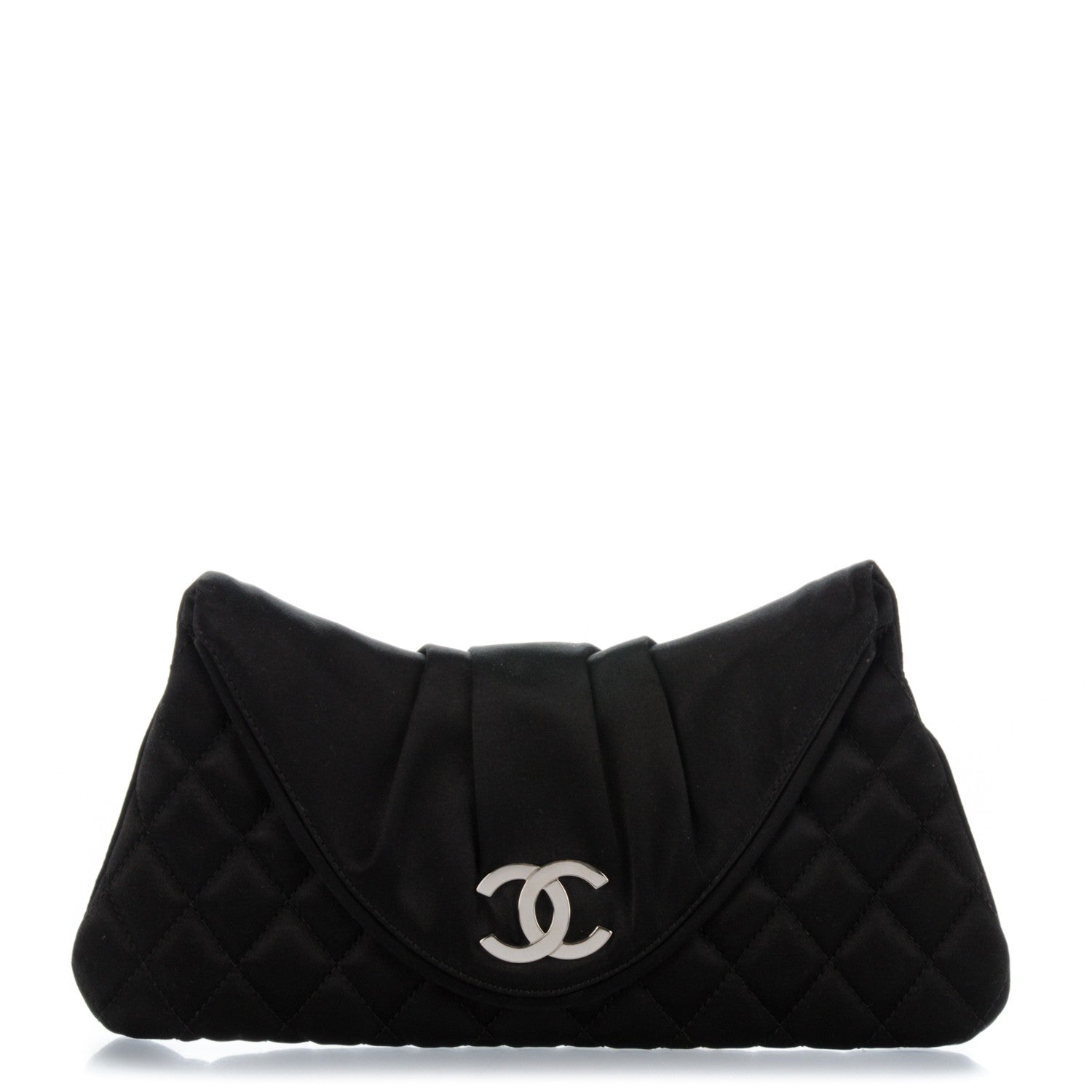 Chanel Satin Quilted Flap Clutch Black 1 of 7
