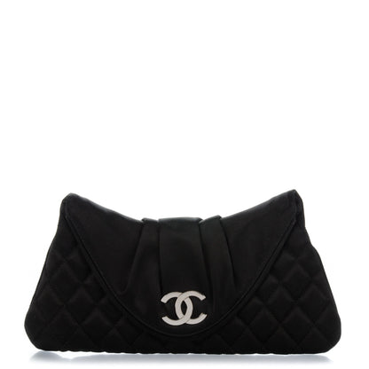 Chanel Satin Quilted Flap Clutch Black 1 of 7