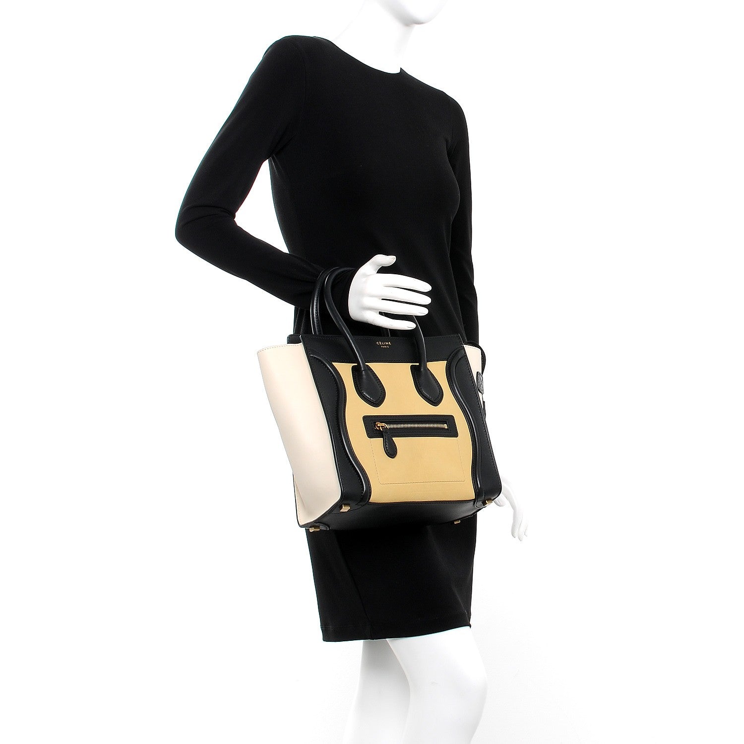 Celine Smooth Velluto Calfskin Micro Tri-Color Luggage Vanilla 2 of 8