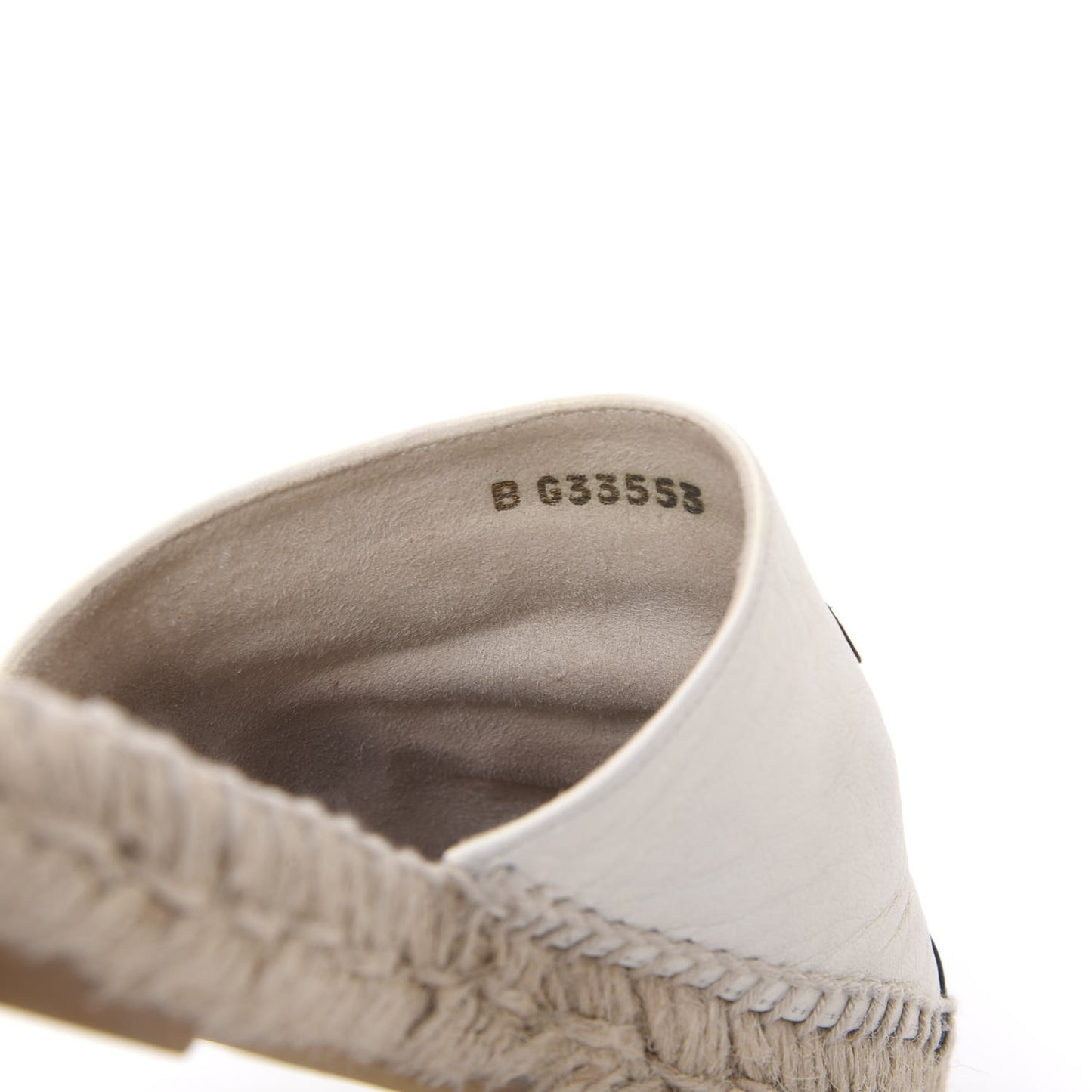 Iridescent Goatskin CC Espadrille Mules 36 Ivory Black