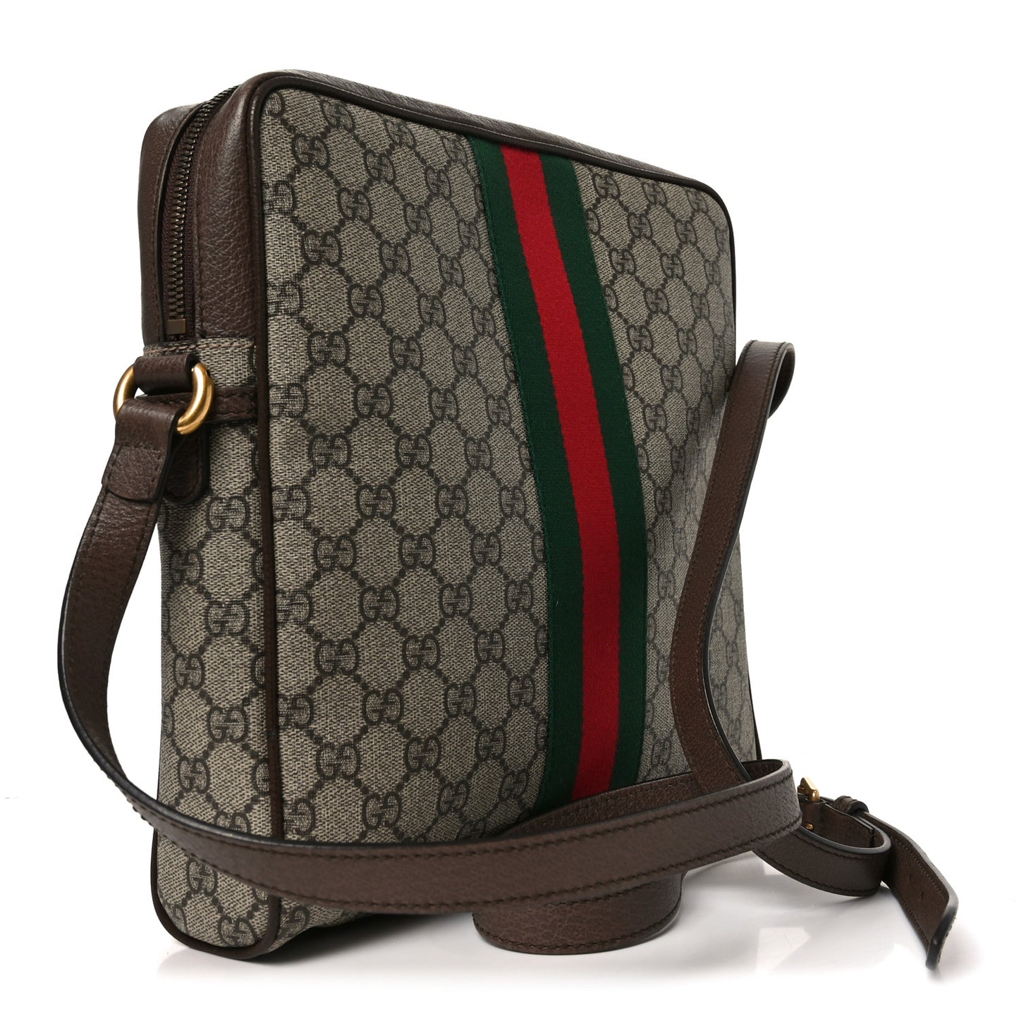 GG Supreme Monogram Web Medium Ophidia Messenger Bag Brown
