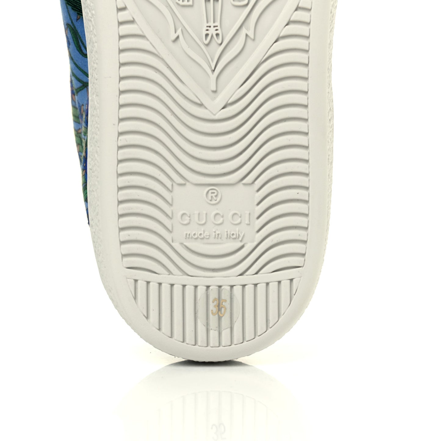Calfskin Web New Flora Print Womens Ace New Sneakers 35 Azure