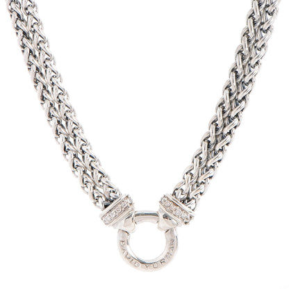 David Yurman Sterling Silver Diamond Double Wheat Chain Necklace 17mm 1 of 5