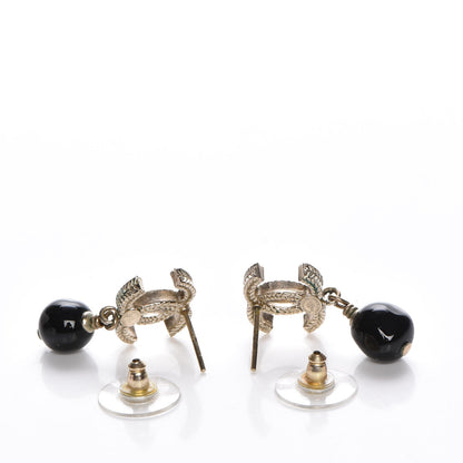 Chanel Bead CC Drop Earrings Gold Black 3 of 7