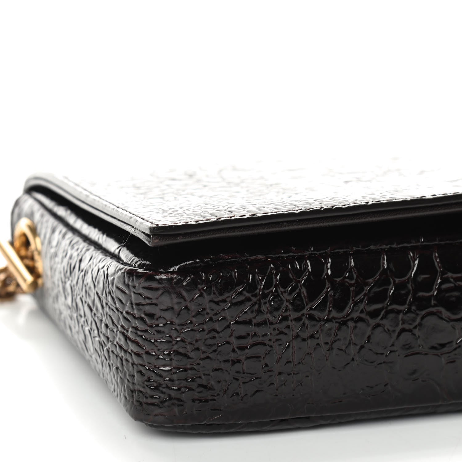 Saint Laurent Crocodile Embossed Monogram Kate 99 Black 5 of 8