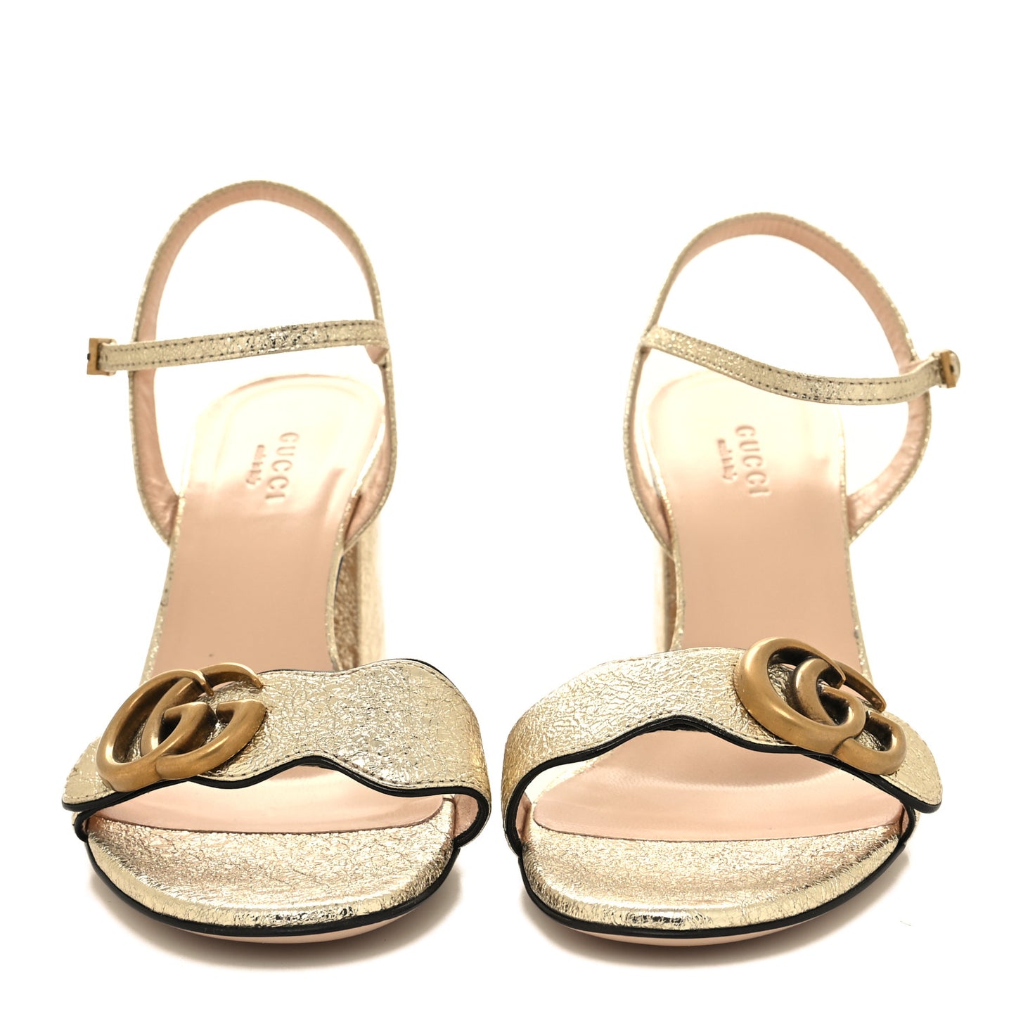 Galassia GG Marmont Ankle Wrap 75mm Sandals 36 Platino
