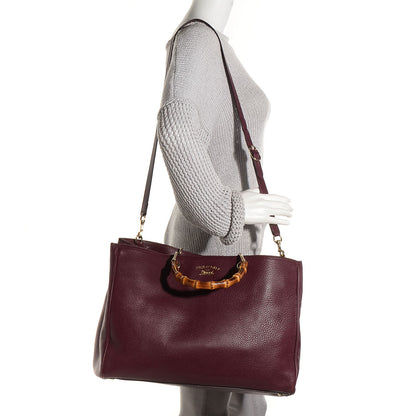 Gucci Leather Large Bamboo Shopper Tote Burgundy 2 of 9