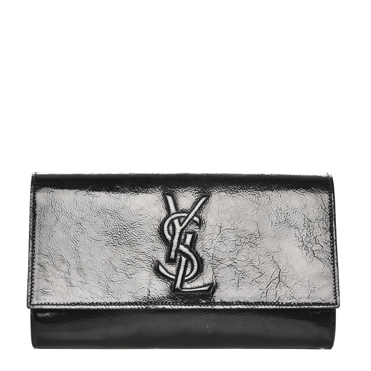 Textured Patent Monogram Large Belle De Jour Clutch Black