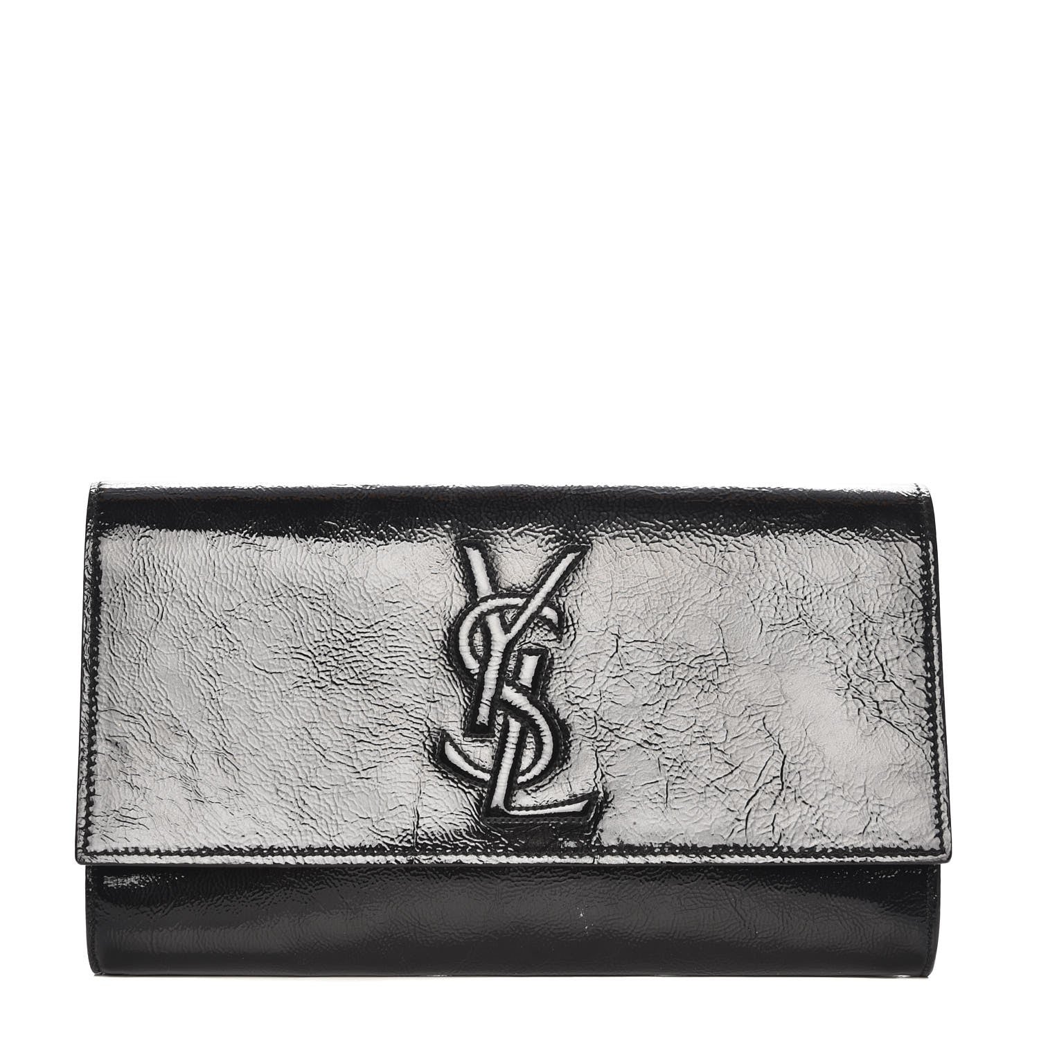 Saint Laurent Textured Patent Monogram Large Belle De Jour Clutch Black 1 of 9