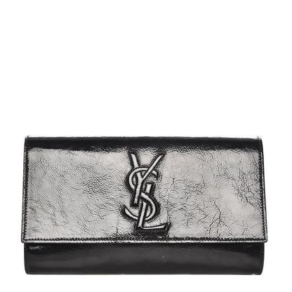 Saint Laurent Textured Patent Monogram Large Belle De Jour Clutch Black 1 of 9