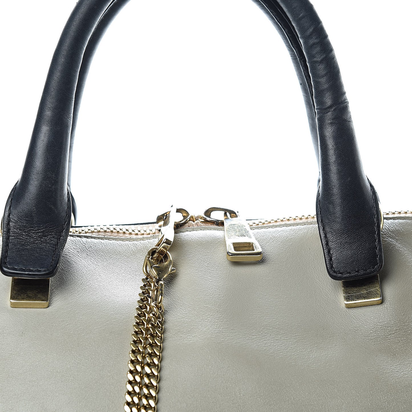 Smooth Calfskin Small Baylee Tote Marshmallow Grey Black