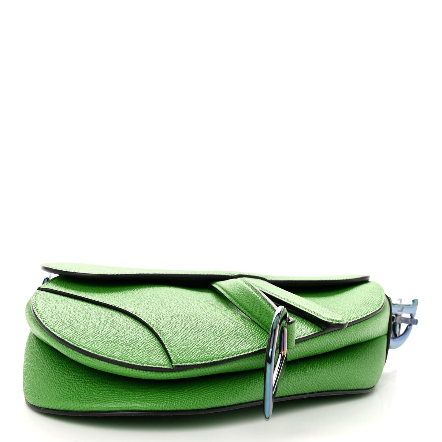 Grained Calfskin Saddle Bag Green