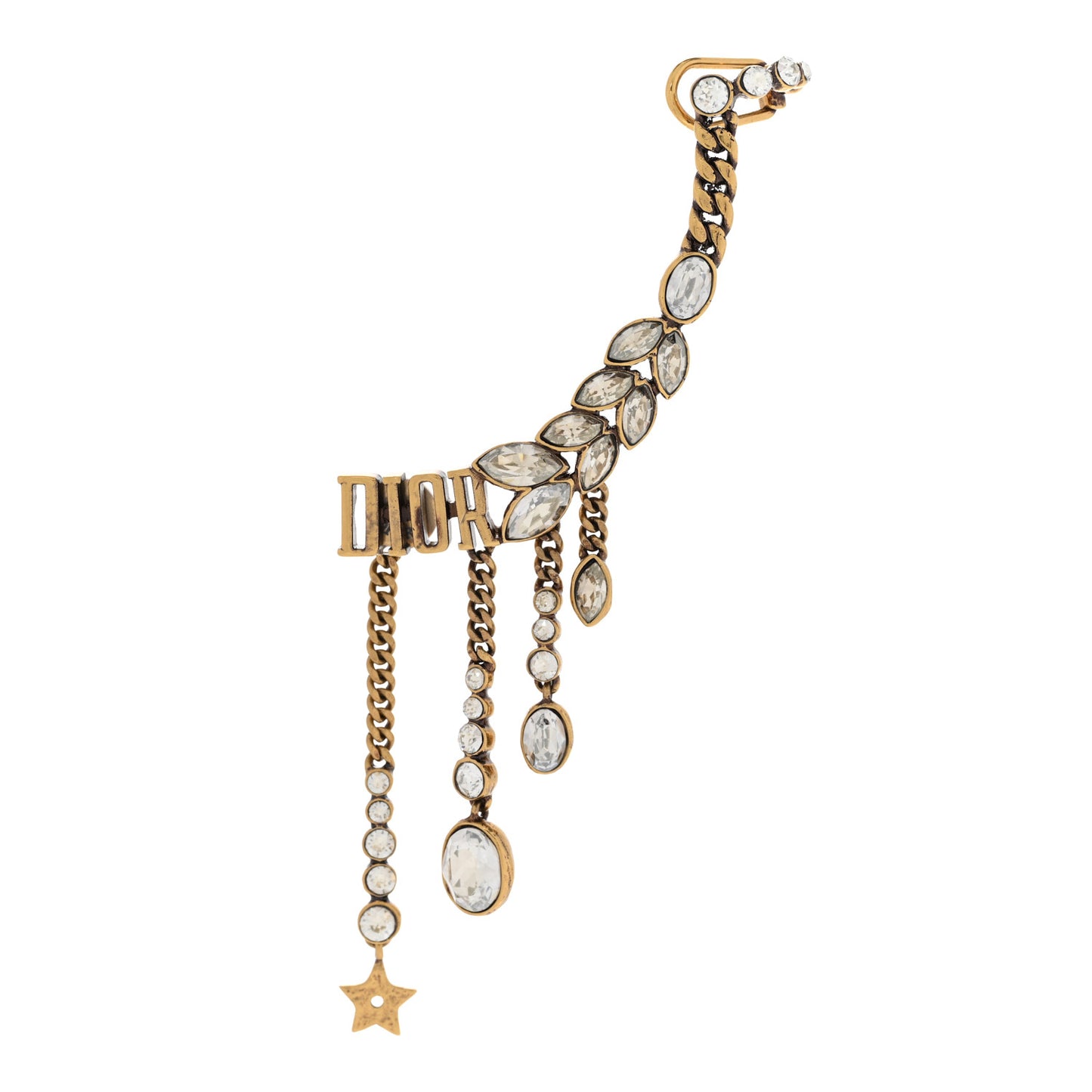 Crystal Metal Logo Dio(r)evolution Earring Aged Gold