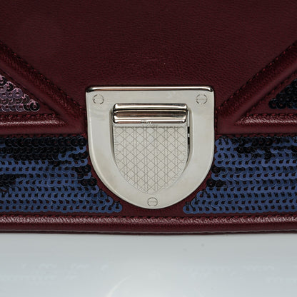 Christian Dior Lambskin Sequin Medium Diorama Flap Bag Plum 13 of 13