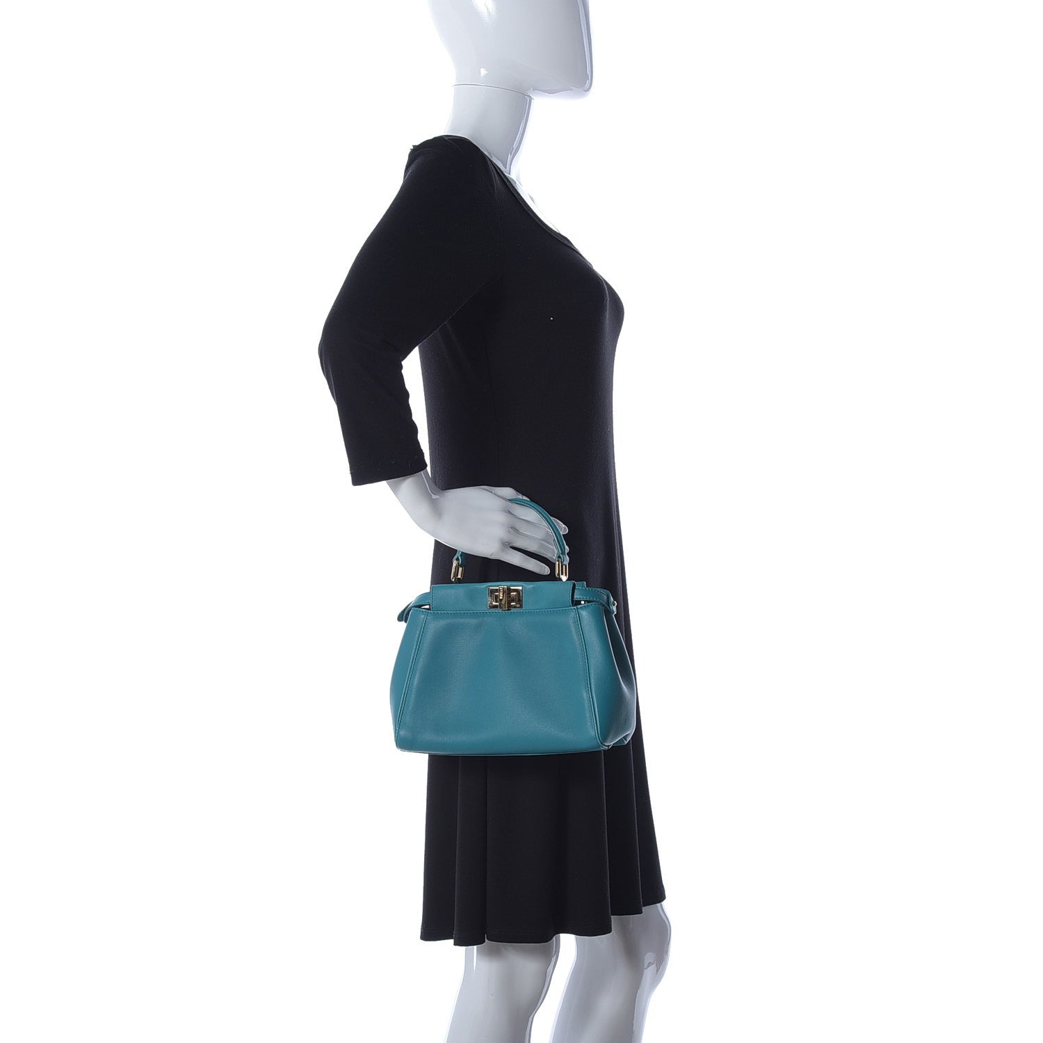 Fendi Nappa Mini Peekaboo Iconic Satchel Lago 3 of 9