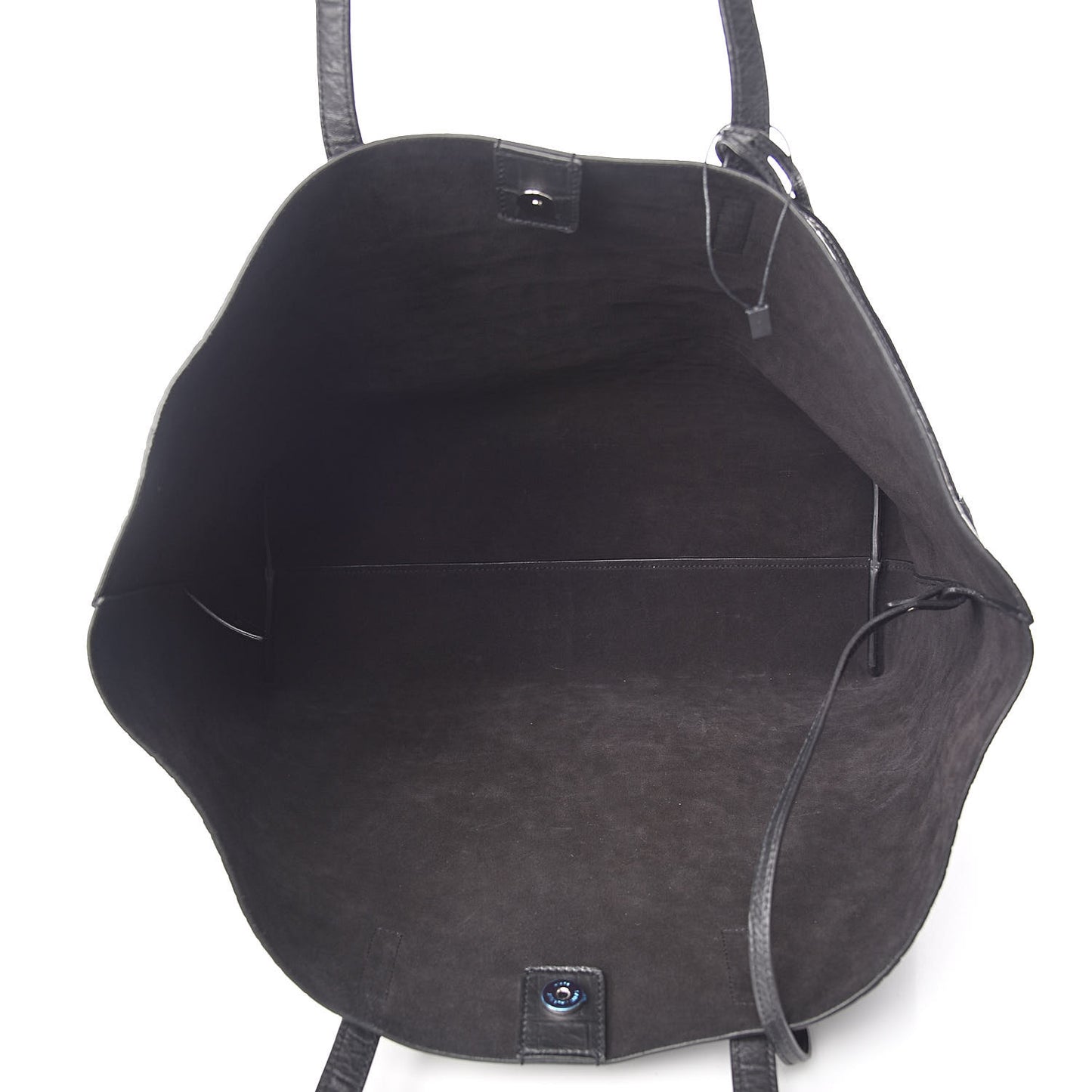 Calfskin Crocodile Embossed Large Shopper Tote Black