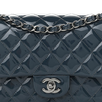 Chanel Patent Quilted Medium Double Flap Navy Blue 9 of 9