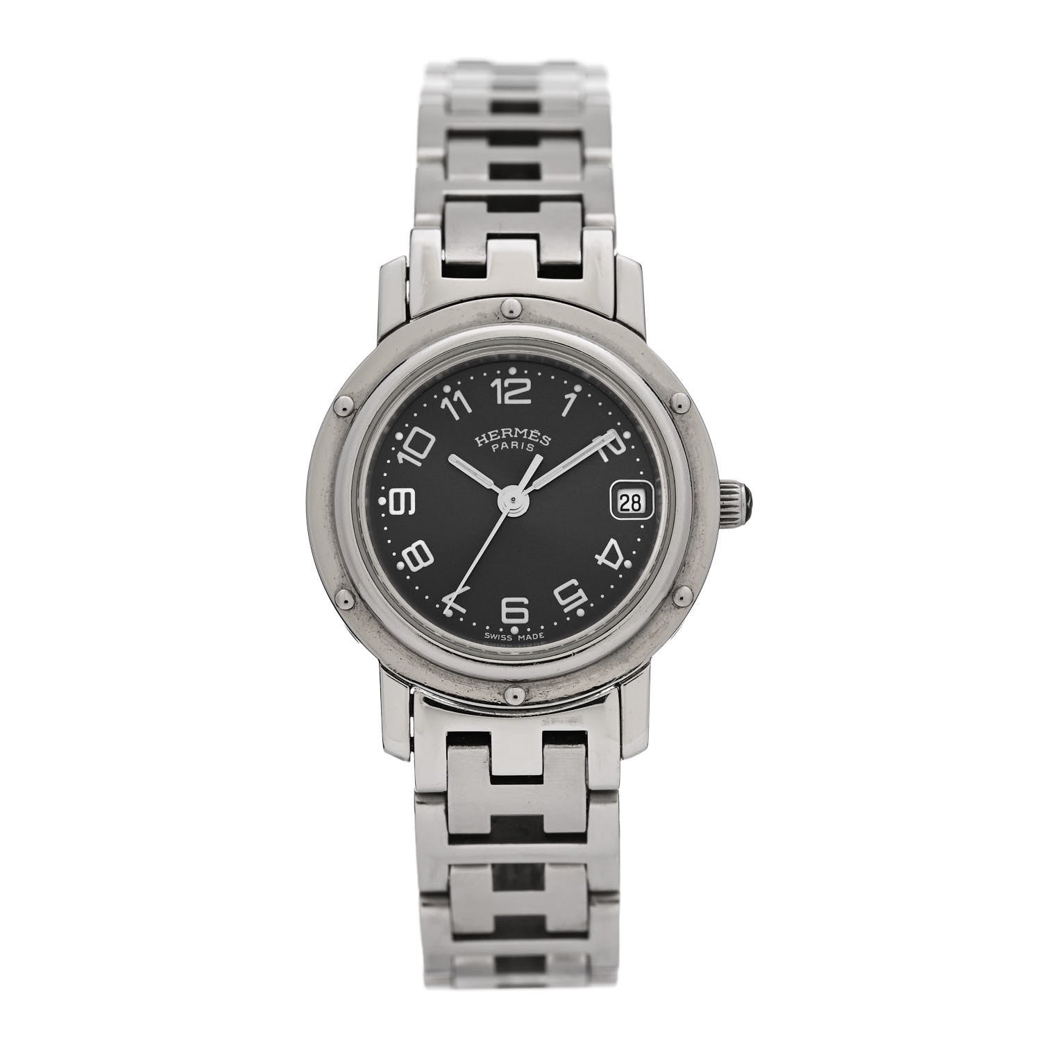 Hermes Stainless Steel 24mm Clipper Quartz Watch Black 1 of 5