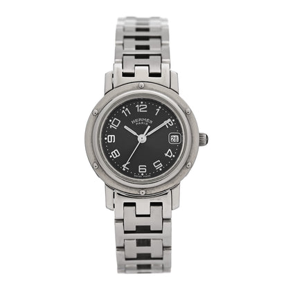 Hermes Stainless Steel 24mm Clipper Quartz Watch Black 1 of 5
