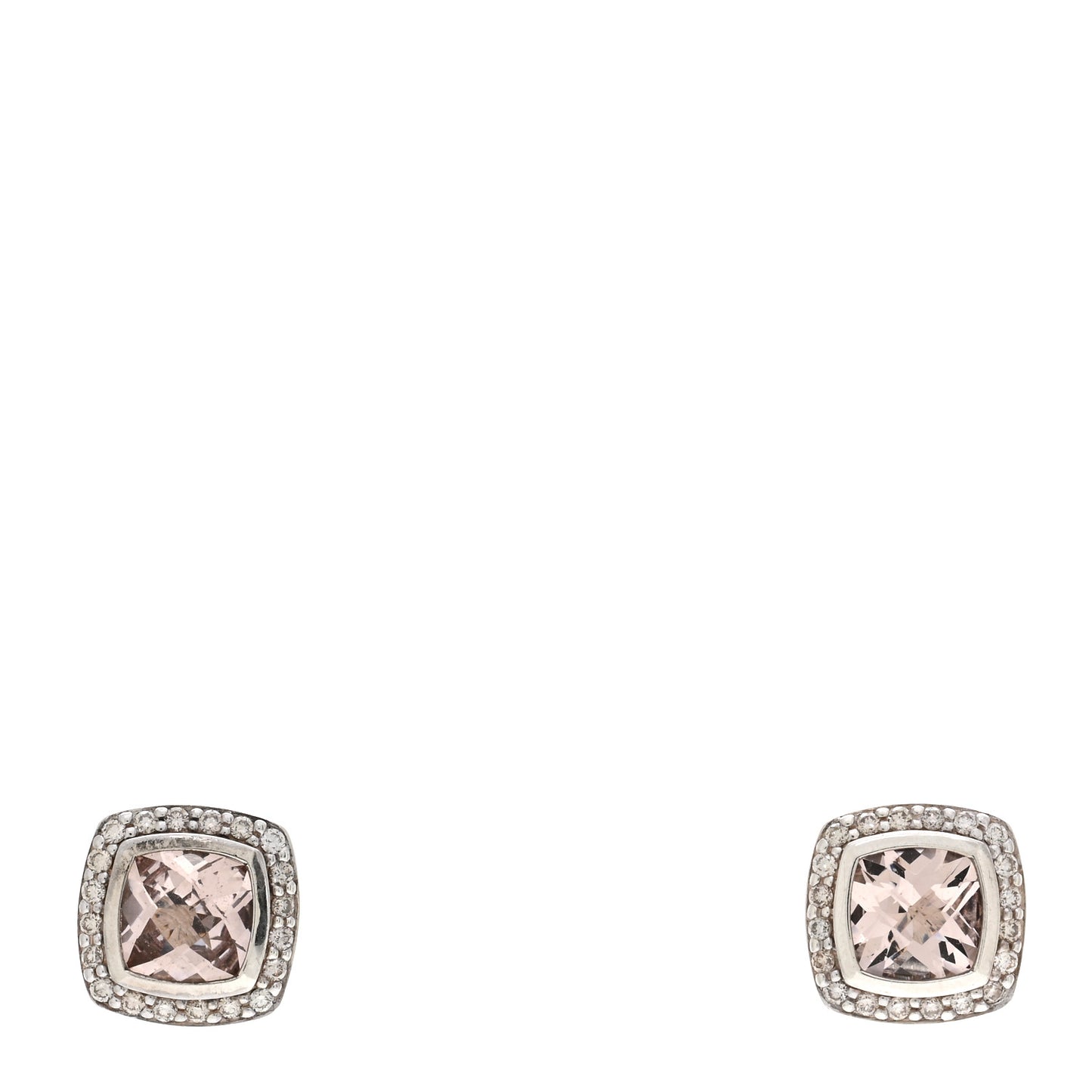 Sterling Silver Diamond Morganite 7mm Petite Albion Earrings