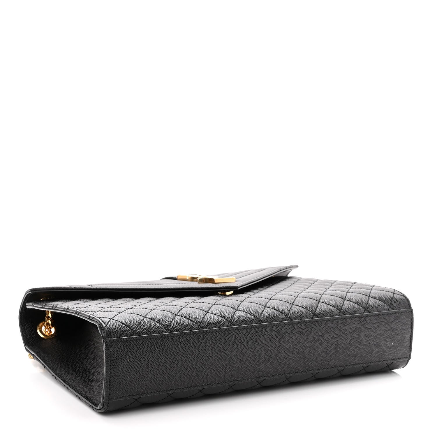 Saint Laurent Grain De Poudre Textured Mixed Matelasse Large Triquilt Monogram Satchel Black 4 of 11