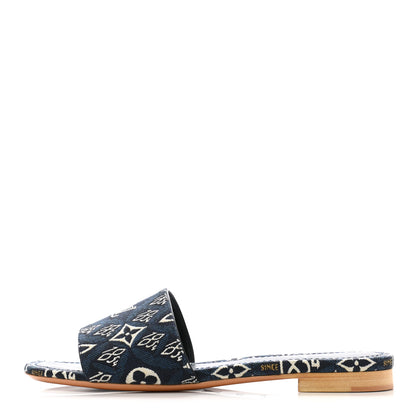 Louis Vuitton Jacquard Since 1854 Lock It Flat Mule 37.5 Blue 1 of 8